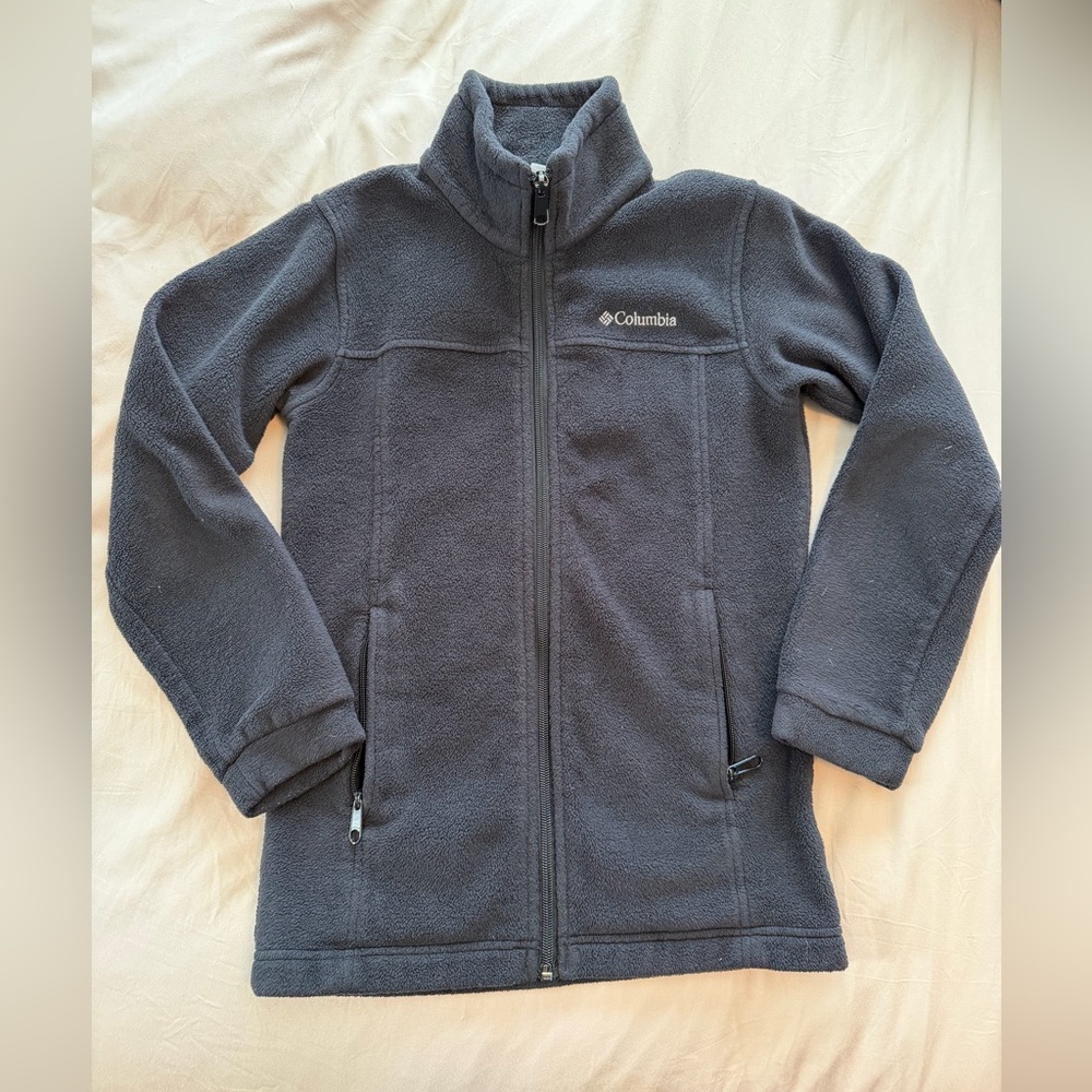Columbia Black Full-Zip Fleece Jacket with Blue Logo Accent